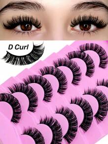 Rikuaild 7 对俄罗斯条状睫毛 D 卷假睫毛自然外观蓬松浓密纤长卷曲睫毛 3D 效果假睫毛 - 交叉款 - 查看 1