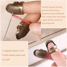 4 piezas Anillo protector ajustable de metal para el dedo, dedal protector para costura a mano, bordado, herramienta y accesorio de costura DIY