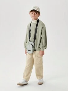 MARC&JANIE Young Boys Mountain Outdoor Soft Polar Fleece Pocket Stitching Sweatshirt Autumn And Winter - Green - View 3