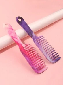 1 件黑色宽齿大梳子，适用于女士发型设计，宽齿梳适用于长发，卷发/直发顺发，沙龙家用发型设计刷，头发按摩器，返校，旅行度假必备品，女士发饰 - 彩色 - 查看 2