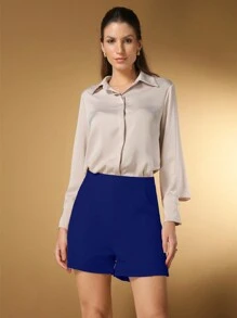 Female Fashion Short Tailored Women's Back Zipper - Màu xanh hải quân - Xem 4