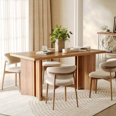  LITTLE TREE 63-Inch Large Wood Dining Table For 4-6, Farmhouse Kitchen Table Rectangular Dinner Table For Dining Room, Living Room, Kitchen