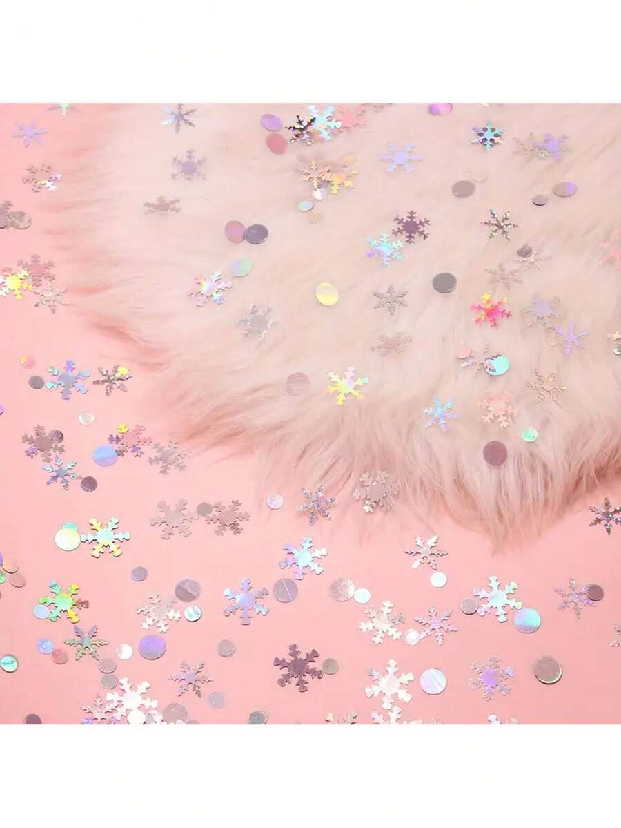 15g Christmas Snowflake Confetti, Designed For Christmas, Theme Parties, Weddings, Birthdays, Scene Atmosphere Decor, Photography Props, Tabletop Decor, Display Windows, Fireplaces, Rooms, Home Decor, Dining Table Center, Garden Decorations - Multicolor - View 1