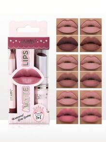 Ushas, 1Set, Long-Lasting Matte Nude Lipsticks With Lip Liner - Waterproof, 12 Shades, Makeup Essentials For Daily Wear, All Skin Types - Long-Lasting, Hydrating, And Nourishing Lip Care For Women - #11 - 查看 2