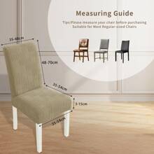 CYCMACO Chair Covers With Backrest 4/6 Pieces, Stretch Chair Cover, Universal Chair Covers For Dining Room Kitchen, Washable Removable, Easy To Clean And Durable - 卡其色 - 查看 6