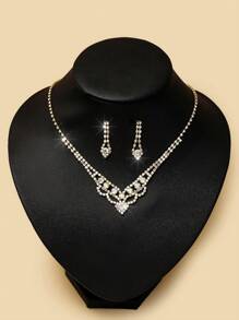 1 套波西米亚水钻装饰奢华高贵新娘派对新娘 3 件套套装' - 金黃色 - 查看 2