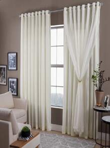 LIVING ROOM CURTAIN 6.00 X 2.60 IN VOIL WITH MICROFIBER LINING - 稻草 - 查看 1