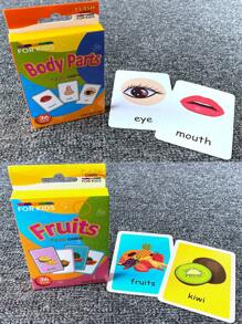 Montessori Early Education Flash Cards - Help Children Learn Body Parts And Fruit Parts, Improve Cognitive Ability, Educational Toys, Suitable For Preschool Children (Some Parts Randomly Sent). Applicable For School, Students, Stationery, Learning Supplies, Flash Cards, Montessori Education. - Multicolor - View 11