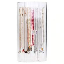 1 buah Kotak Kalung Transparan Anti Debu, Tempat Penyimpanan Gelang, Rak Display Organizer Perhiasan untuk Kalung Choker, Rantai Sweater, Perlengkapan Sekolah - Clear - View 8