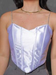 Elegant Women's Cropped Corselet - 白色 - 查看 2