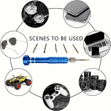 5合1多功能小螺絲刀，PTSLKHN眼鏡螺絲刀，S2鋼磁性螺絲刀套裝，適用於眼鏡、太陽眼鏡、電子、手機、珠寶等 - 藍色 - 查看 3