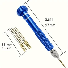 5合1多功能小螺絲刀，PTSLKHN眼鏡螺絲刀，S2鋼磁性螺絲刀套裝，適用於眼鏡、太陽眼鏡、電子、手機、珠寶等 - 藍色 - 查看 2
