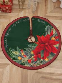 Jupe de sapin de Noël avec impression de dessins animés - Décoration de fête de Noël en polyester de 35 pouces pour la maison, le salon et les thèmes de fêtes à la ferme - Fermeture élégante par lien - 1 pièce