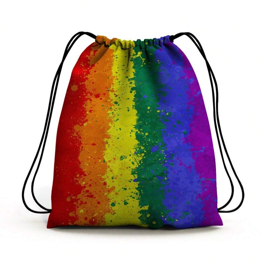 LGBT Flag Colors Sports Backpack Bag Unisex Tote Bag Adjustable Straps - màu đen - Xem 1