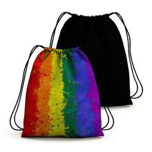 LGBT Flag Colors Sports Backpack Bag Unisex Tote Bag Adjustable Straps - màu đen - Xem 2