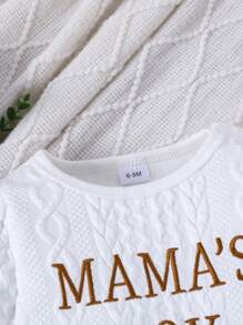 春秋季男婴字母图案长袖休闲连体衣配背带裤套装 - 彩色 - 查看 3