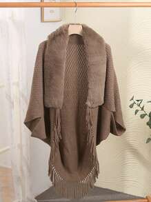 1 件女士秋冬新款针织披肩（多款可选） - 純色 - 查看 14