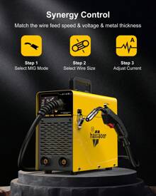 Haxiaoer 145A MIG Welder, 110V Flux Core MIG Welder, 2-In-1 MIG/Lift TIG/Stick, IGBT Inverter With Digital Display, Portable For Gasless Welding - US A Type Plug(110-127V) - View 3