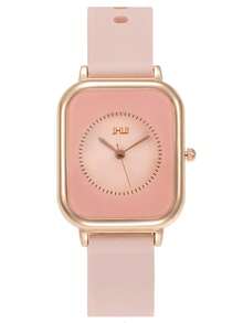 2 chiếc đồng hồ thạch anh mặt vuông cho nữ có dây đeo TPU màu hồng và đen, phù hợp cho cuộc sống hàng ngày - Nhiều màu - Xem 4