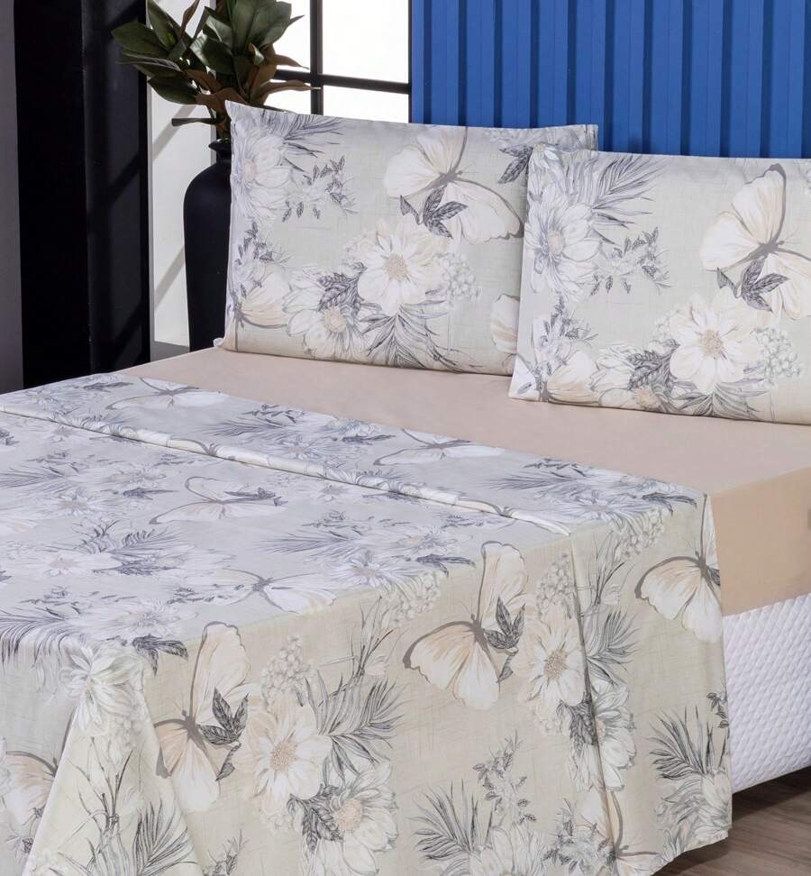 4-Piece Double Bed Sheet Set Percale 100% Cotton - CL09 - Ver 1