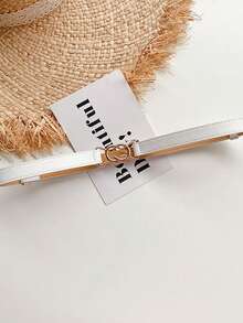 1 件纯色休闲优雅复古 PU（聚氨酯）可调节无扣女式束腰带，适用于连衣裙和西装，设计独特，时尚 - 多色 - 查看 12