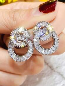 1 Cặp Hoa tai đính đá Cubic Zirconia xinh xắn dành cho phụ nữ dự tiệc, kỷ niệm ngày đính hôn, quà tặng ngày lễ tình nhân - 1 # - Xem 10