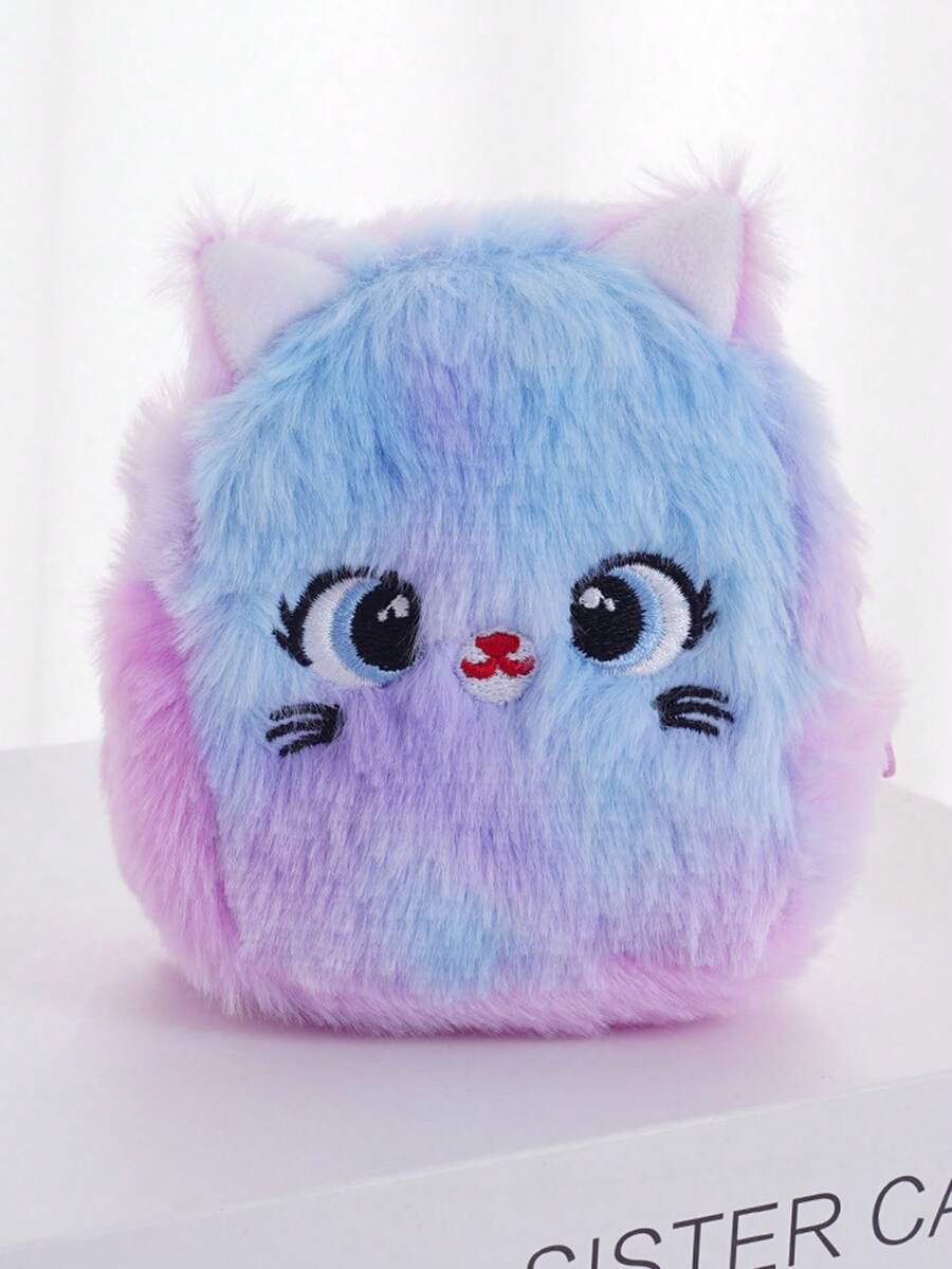 1pc Girls Cartoon Cat Plush Cute Coin Purse, Lightweight And Portable