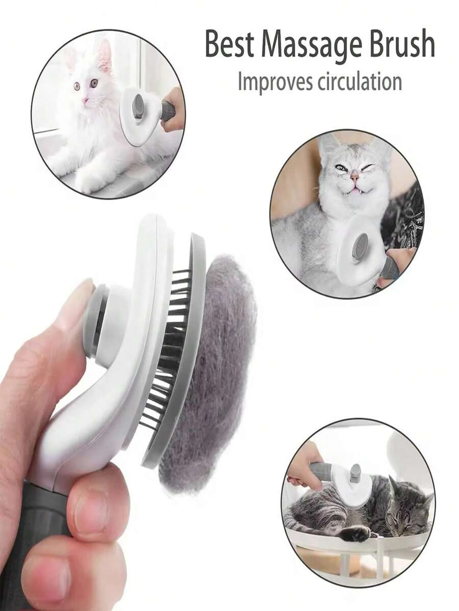 1pc OneClick Pet Fur Remover Brush, SelfCleaning Dog & Cat Grooming