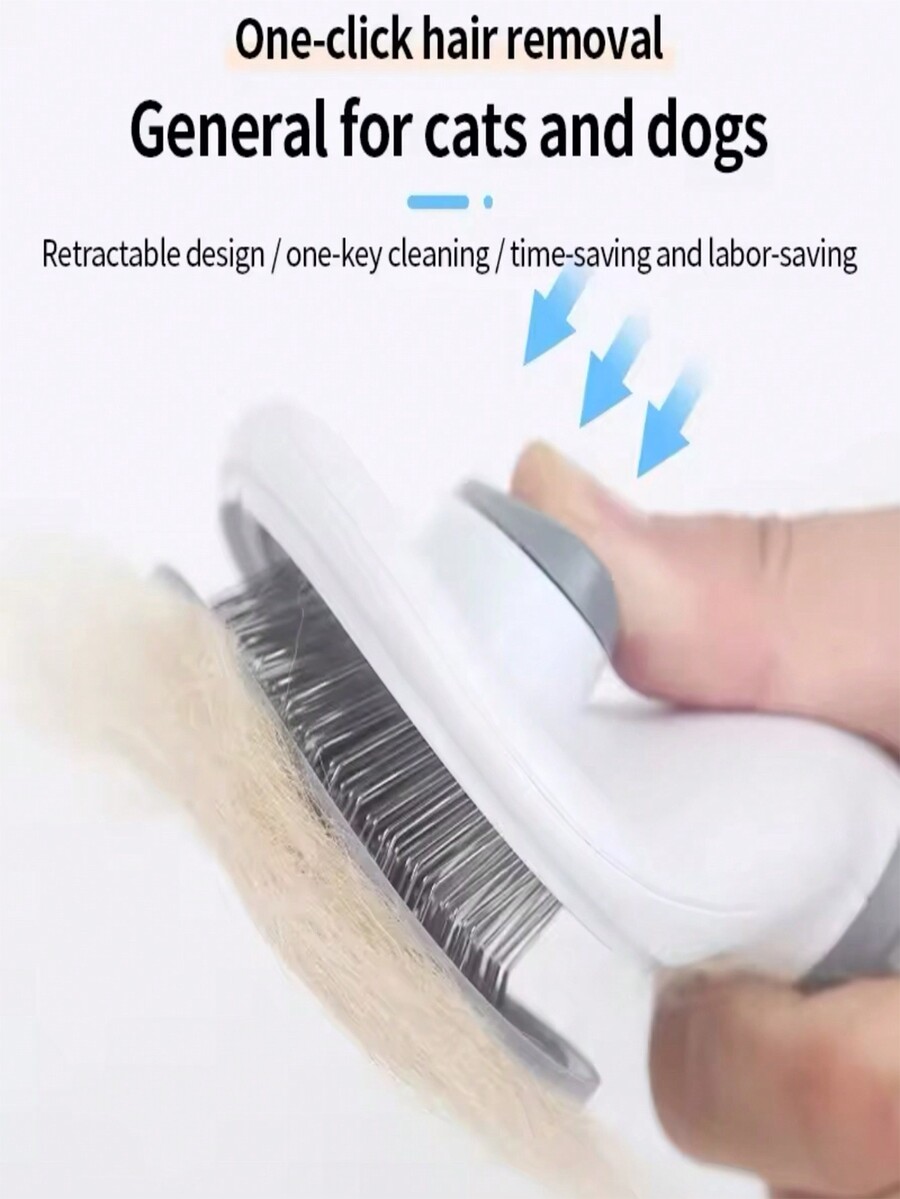 1pc OneClick Pet Fur Remover Brush, SelfCleaning Dog & Cat Grooming