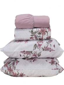 4-Piece Double Bed Sheet Set Percale 100% Cotton - PR05 - Ver 2