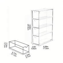 Bàn Kính Mát Ngăn Kéo Ngăn Chia Trong Suốt Chống Bụi Phủ Mỹ Phẩm Son Môi Kính Mát Kệ - Trong sáng - Xem 7