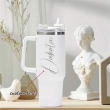 Bình nước bằng thép không gỉ cách nhiệt tùy chỉnh có tay cầm và ống hút, giữ đồ uống nóng/lạnh, cốc du lịch di động, cốc xe hơi có tên cá nhân, bình tập thể dục, quà tặng sinh nhật độc đáo cho gia đình và bạn bè, quà tặng năm mới - màu xanh da trời - Xem 6