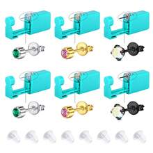 20 件套专业穿孔工具套装：耳轮、耳钉、耳屏、耳环、耳钉、耳甲、背部穿孔套装，不锈钢，带锆石装饰，适合女性 - 彩色 - 查看 5