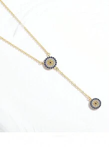 Kaletine 1 chiếc vòng cổ mặt dây chuyền mắt ác màu xanh bạc Sterling 925 dành cho nữ đính đá Zirconia - Bạc - Xem 6