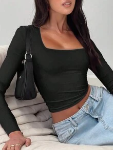 女士休闲紧身长袖上衣，秋季