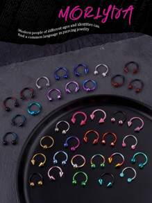 3Pcs Y2k Style Colorful Nose Ring Horseshoe Nose Hoops Earring 16g Stainless Steel Septum Jewelry Nose Ring Lip Ring Hinged Septum Hoops Piercing Jewelry, Septum Clicker Ring, Hoop Nose Ring For Septum, Helix, Rook, Tragus, Daith, Cartilage Earring For Women Men Halloween Piercing Body Jewelry For Party Dates Daily Wear