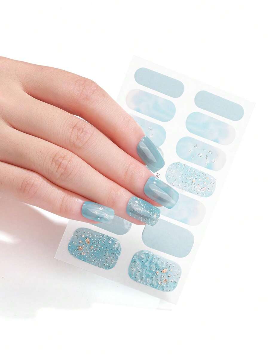 NoBake Gel Nail Stickers, Waterproof Nail Polish Films, Solid And