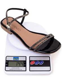 FZ Ferenzo Flat Sandal Flip Flop Shiny Light Soft Rhinestone Comfort - Black - View 8