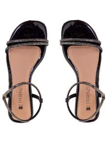 FZ Ferenzo Flat Sandal Flip Flop Shiny Light Soft Rhinestone Comfort - Black - View 7