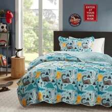 Boutis Ultrasonic Double-Sided 3-Piece Bedspread Kit With Pillowcase - Dino - View 2