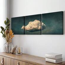 一套 1 件，复古喜怒无常云墙艺术相框，全景极简主义墙艺术，横向云朵印花，大型云朵艺术，超宽床上方装饰，帆布海报，家庭、客厅、卧室帆布墙装饰，墙艺术 - 彩色 - 查看 10