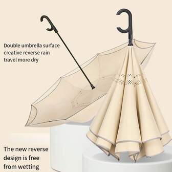 Paraguas grande automático de doble uso a prueba de viento para lluvia y sol, con 8 varillas, impermeable, de estilo minimalista de moda casual, accesorio práctico y con estilo