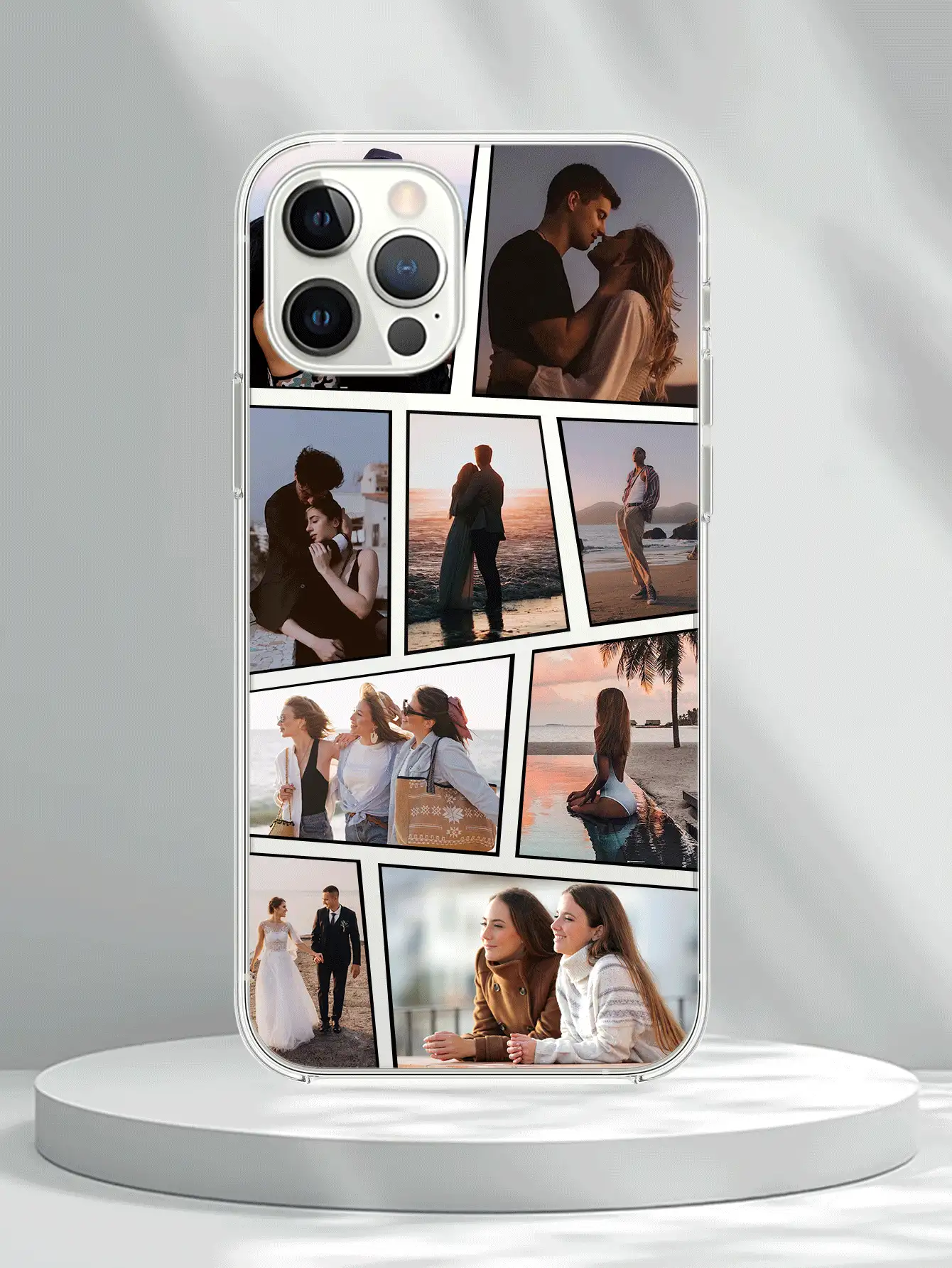 Customized 9-Photo Design Phone Case, Compatible With Samsung S23/S24 Ultra, A15 Or 12/13/14/15/16 Pro Max, Great Gift For Friends, Family, Students, Couples, Parents, Commemorative Photos - Clear - View 3