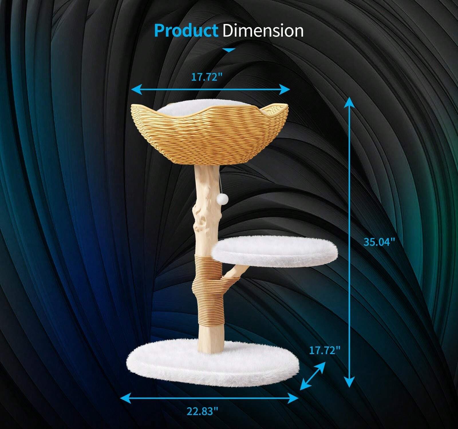 TABU Cat Scratching Tree Tower For Indoor Cats, 35" H Cat Climbing Tree
