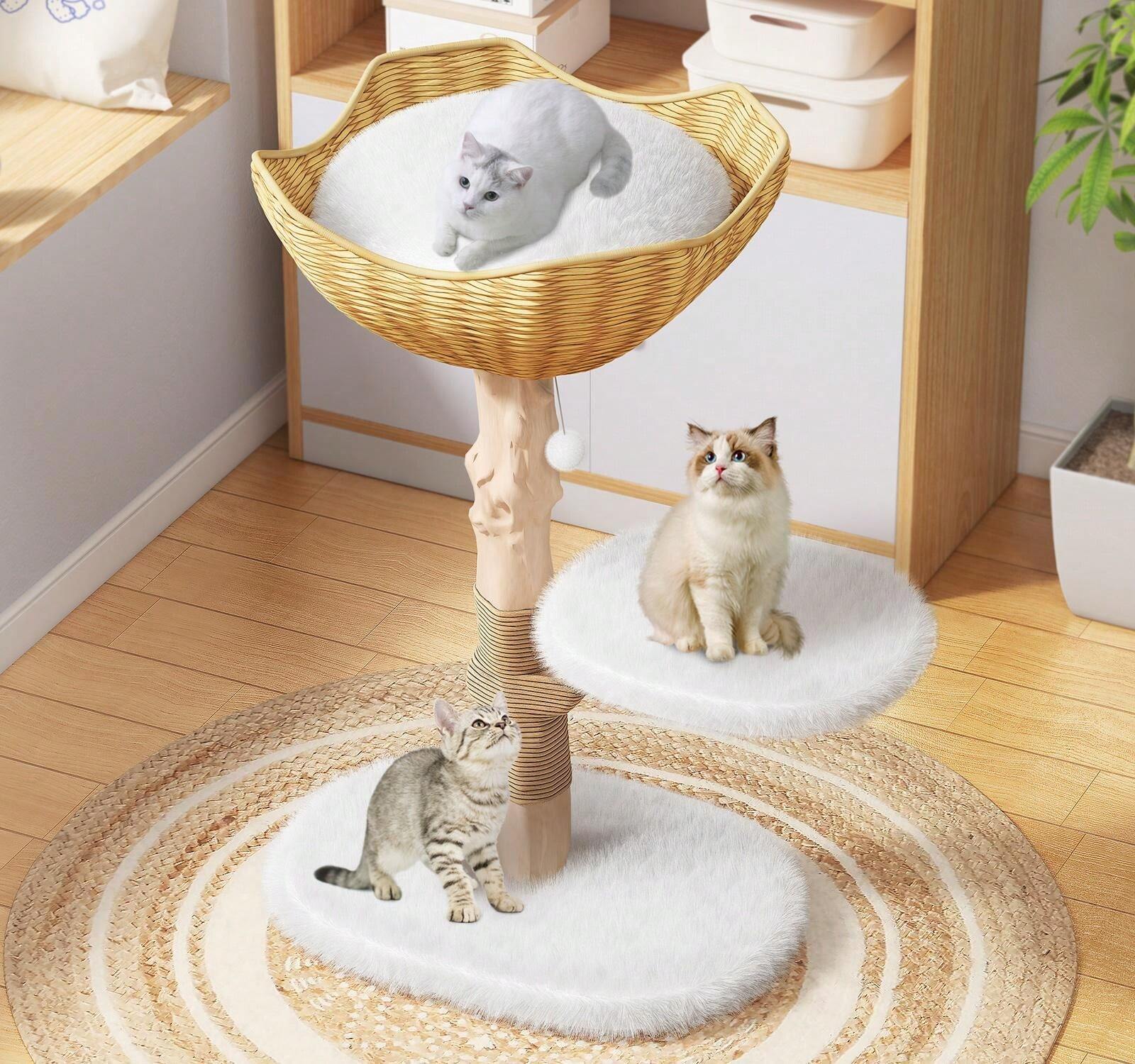 TABU Cat Scratching Tree Tower For Indoor Cats, 35" H Cat Climbing Tree