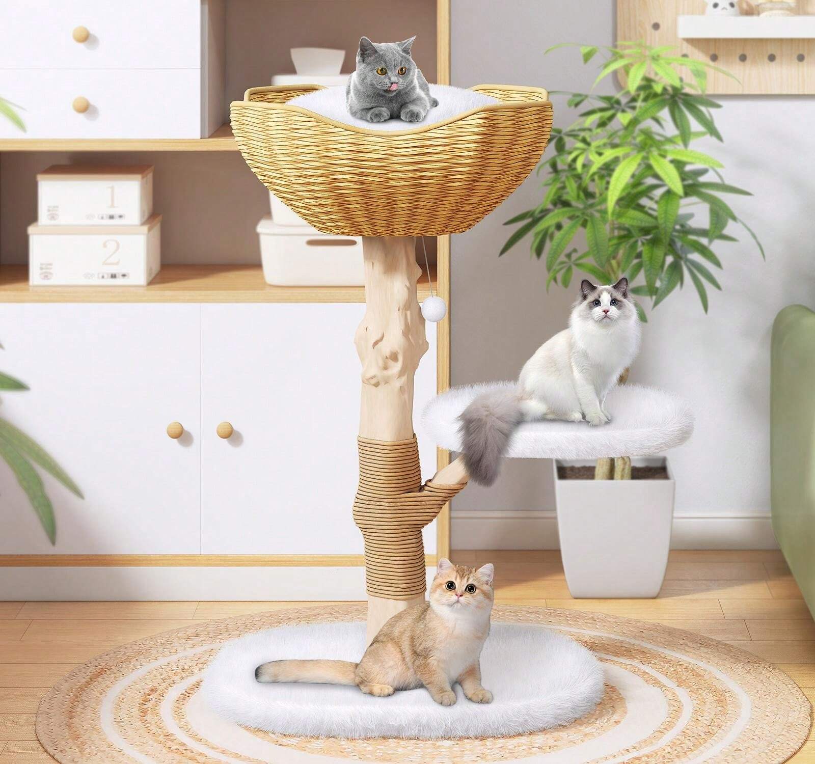 TABU Cat Scratching Tree Tower For Indoor Cats, 35" H Cat Climbing Tree