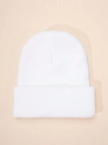 1 件婴儿纯色针织帽，Y2K 风格，儿童户外防寒休闲百搭冬帽，适合日常通勤 - 純色 - 查看 24