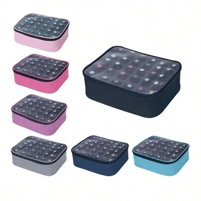 1PC 30 Bottles Nail Polish Storage Box, UOZL Casual Style Portable Cosmetic Travel Box, Storage Box With Adjustable Dividers, - Holds 30 Bottles Of 15ml/0.5 Fl Oz Bottles And Nail Drills Makeup Organizer Makeup Storage Bag Mini Pouch Travel Small Makeup Case Accessories Make Up Holder Brush Bag Make Up Container Cosmetic Bag Travel Essentials Ladies Accessories Travelling Stuff Makeup Bag Makeup Bags Makeup Pouch Make Up Pouch