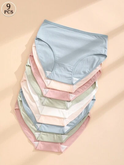 9 st Triangeltrosor för kvinnor med hög midja i enfärgade byxor Magkontroll & Butt Lifter Stretch Sportunderkläder