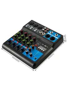 5-Channel Mixing Console Live Studio Audio DJ Mixer Sound Board USB Interface - Black and Blue - View 10